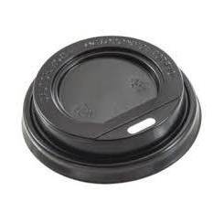 Крышка пластиковая черная D80 мм (для стаканов 250, 300 мл (Vend) с питейником)